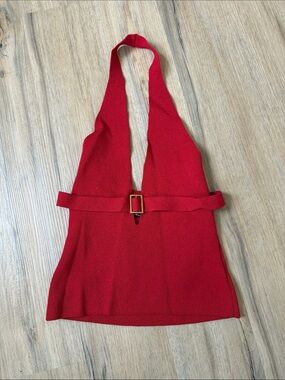 silence + noise Red Halter Belted Knit Tank Top